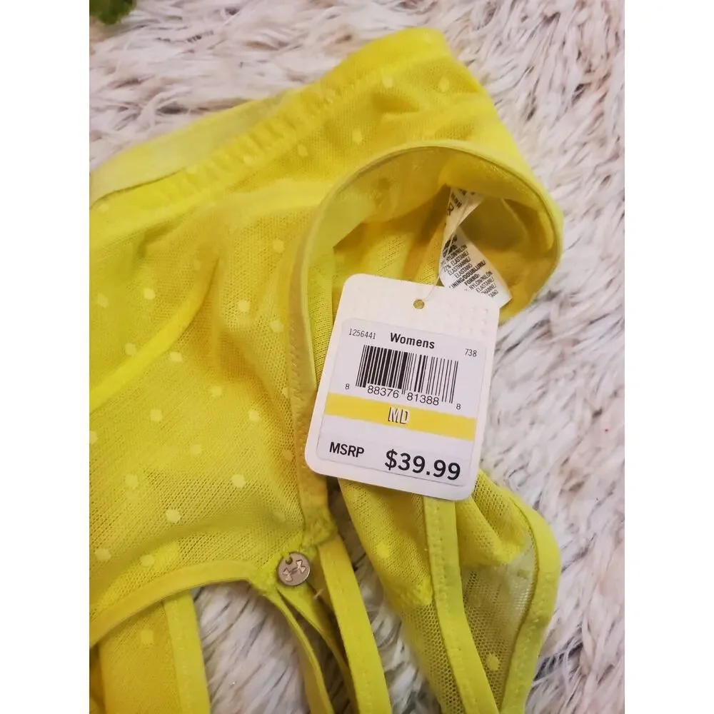 Under Armour Heat Fitted Gear Sports Bra Neon Yellow Womens Medium NEW $39.99